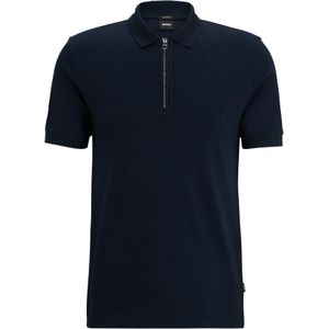 BOSS Palston slim fit heren polo, pique, donkerblauw -  Maat: L