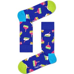 Happy Socks - Birthday Cake - Huissokken - Blauw Multi - Unisex