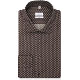 Seidensticker shaped fit overhemd, popeline, bruin dessin
