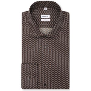 Seidensticker shaped fit overhemd, popeline, bruin dessin