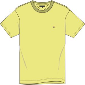 Tommy Hilfiger Garment Dye Chest Flag Tee, heren T-shirt korte mouw O-hals, lichgeel -  Maat: S
