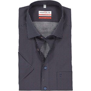 MARVELIS modern fit overhemd, korte mouw, donkerblauw met rood en wit gestipt 46
