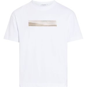 Calvin Klein Grid Graphic T-shirt, heren T-shirt korte mouw O-hals, wit dessin -  Maat: XL