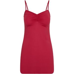 RJ Bodywear Pure Color dames jurk (1-pack), onderjurk met verstelbare bandjes, donkerrood