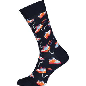 Happy Socks Run For It Sock, unisex sokken, blauw met sneakers - Unisex - Maat: 36-40