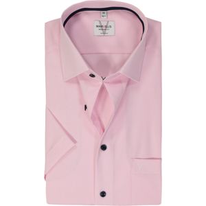 MARVELIS - Modern Fit - Overhemd - Roze met Wit Mini Ruitje - Korte Mouw - Strijkvrij
