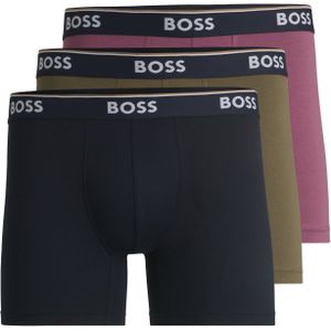 HUGO BOSS Power boxer briefs (3-pack), heren boxers normale lengte, roze, olijfgroen, zwart
