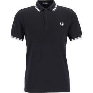 Fred Perry M3600 polo twin tipped shirt, heren polo, Black / White / White -  Maat: L