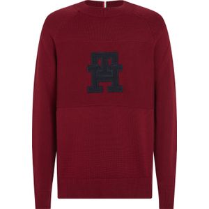 Tommy Hilfiger heren pullover katoen, Monogram Crew Neck, rood - Maat: M