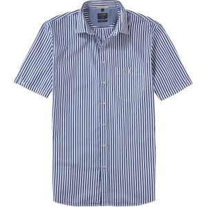 OLYMP Casual modern fit overhemd, korte mouw, popeline, marineblauw gestreept 39/40
