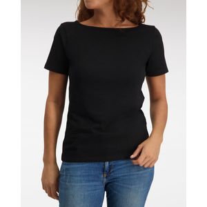 Claesen's dames Basics T-shirt (1-pack), loose fit boothals T-shirt korte mouw, zwart