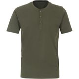 Redmond regular fit T-shirt, korte mouw O-hals met knoopsluiting, groen