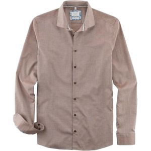 OLYMP Smart Casual Level 5 body fit overhemd, popeline, bruin
