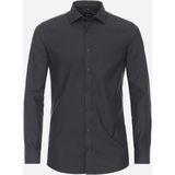 VENTI - Body Fit Overhemd - Antraciet - Strijkvriendelijk - Mouwlengte 72 cm - Boordmaat 39