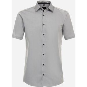 VENTI - Modern Fit - Overhemd - Grijs - Korte Mouw - Strijkvrij