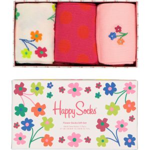 Happy Socks Flower Socks Gift Set (3-pack), gekleurde bloemenzee - Unisex - Maat: 36-40