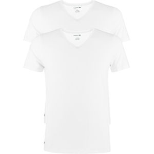 Lacoste heren stretch T-shirts (2-pack), regular fit V-hals, wit