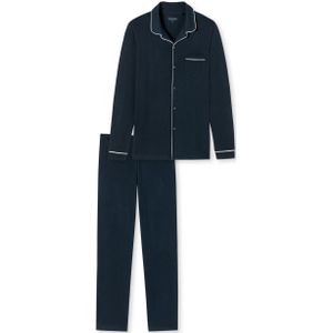 SCHIESSER Fine Interlock pyjamaset, heren pyjama lang interlock donkerblauw -  Maat: 4XL