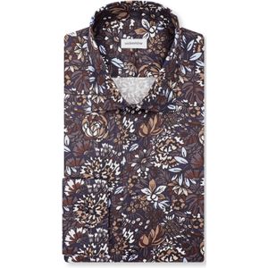 Seidensticker slim fit overhemd, popeline, bruin dessin