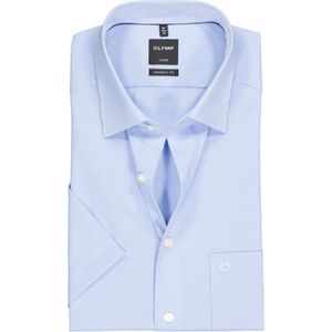 OLYMP Luxor modern fit overhemd, korte mouw, lichtblauw met wit geruit 41