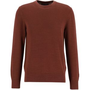 Marc O'Polo regular fit pullover, heren trui katoen met O-hals, roodbruin (middeldik) -  Maat: L