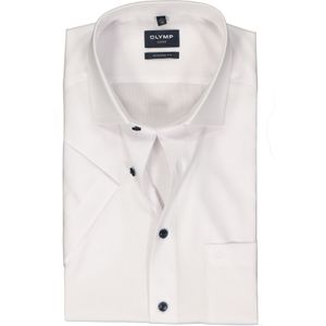 OLYMP modern fit overhemd, korte mouw, structuur, wit