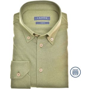 Ledub slim fit overhemd, jersey, middengroen