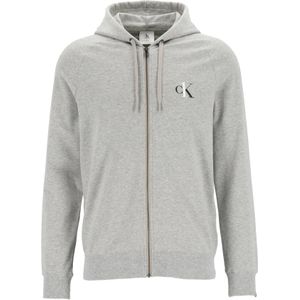 Calvin Klein CK ONE lounge hoodie, heren sweatvest met rits en capuchon, middeldik, grijs melange -  Maat: M