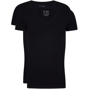 RJ Bodywear Everyday Nijmegen T-shirts (2-pack), heren stretch T-shirts diepe V-hals, zwart -  Maat: XXL