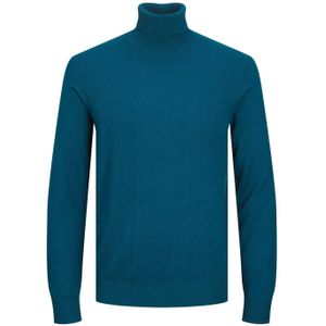 JACK & JONES Emil knit roll neck slim fit, heren pullover viscosemengsel met col, middenblauw