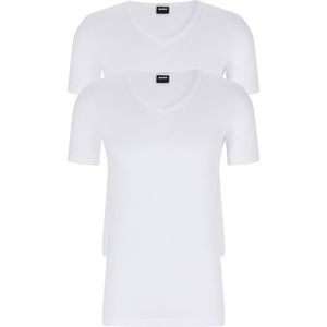 HUGO BOSS Modern stretch T-shirts slim fit (2-pack), heren T-shirts V-hals, wit -  Maat: S