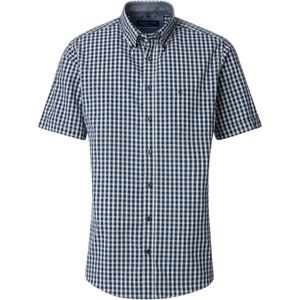 CASA MODA Sport comfort fit overhemd, korte mouw, popeline, blauw met wit geruit