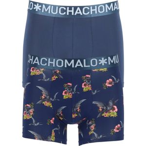 Muchachomalo heren boxershorts (2-pack), heren boxers bamboe normale lengte, Humming, print en blauw -  Maat: 3XL