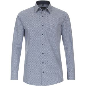 3 voor 99 | Redmond modern fit overhemd, popeline, blauw met wit dessin