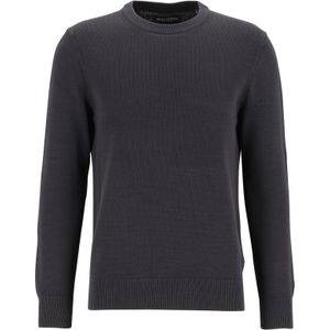 Marc O'Polo regular fit pullover, heren trui katoen met O-hals, zwart (middeldik)