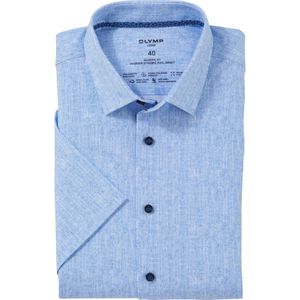 OLYMP 24/7 Level 5 body fit overhemd, korte mouw, tricot, koningsblauw