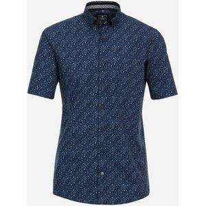 3 voor 99 | Redmond comfort fit overhemd, korte mouw, popeline, blauw dessin 37/38