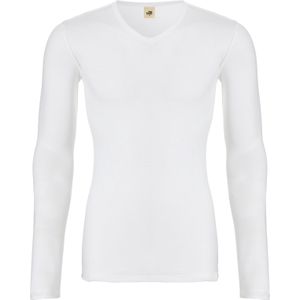 TEN CATE Thermo men V-neck long sleeve, heren thermo T-shirt lange mouw V-hals, wit -  Maat: XXL