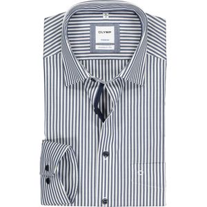 OLYMP Tendenz modern fit overhemd, marine blauw met wit gestreept 38