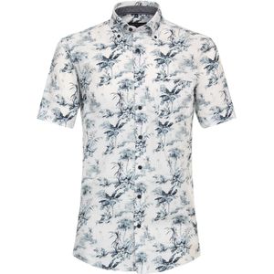 CASA MODA - Sport Comfort Fit Overhemd - Blauw Dessin - Korte Mouw - Popeline