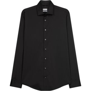 Seidensticker shaped fit overhemd, twill, zwart 39