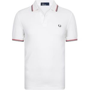 Fred Perry M3600 polo twin tipped shirt, heren polo White / Bright Red / Navy -  Maat: M