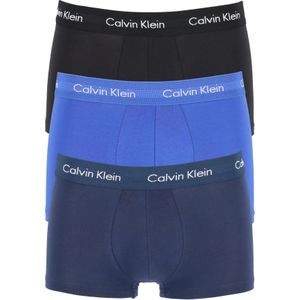 Calvin Klein low rise trunks (3-pack), lage heren boxers kort, kobalt, navy en zwart -  Maat: M