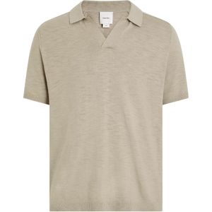 Calvin Klein Knitted Slub Texture Regular Polo, heren poloshirt, beige