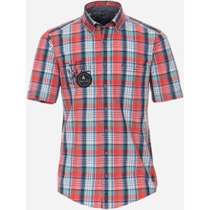 CASA MODA Sport casual fit overhemd, korte mouw, popeline, rood geruit 47/48