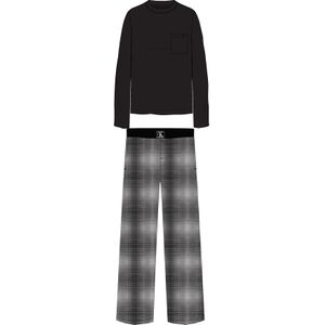 Calvin Klein heren pyjama O-hals, zwart shirt met geruite broek