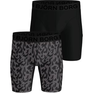 Bjorn Borg Sports Lightweight Long Boxers, microfiber heren boxers extra lange pijpen (2-pack), zwart, print