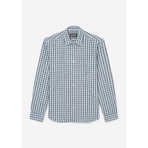 Marc O'Polo regular fit heren overhemd, popeline, jeansblauw geruit 35/36
