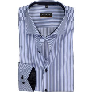 ETERNA slim fit overhemd, twill heren overhemd, blauw met wit gestreept (blauw contrast) 43