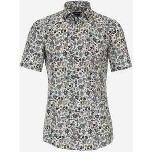 VENTI modern fit overhemd, korte mouw, popeline, blauw dessin